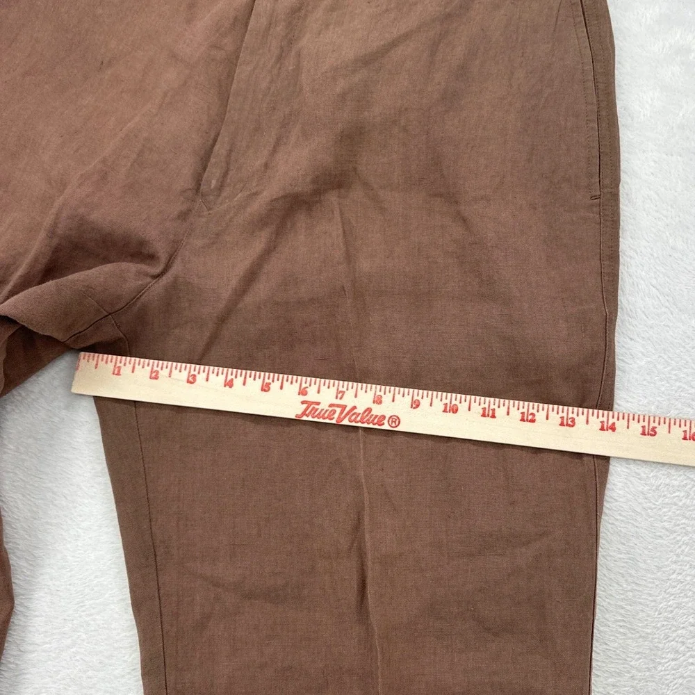 Vintage Banana Republic Mens Pants 33R Brown 100% Irish Linen Flat Front